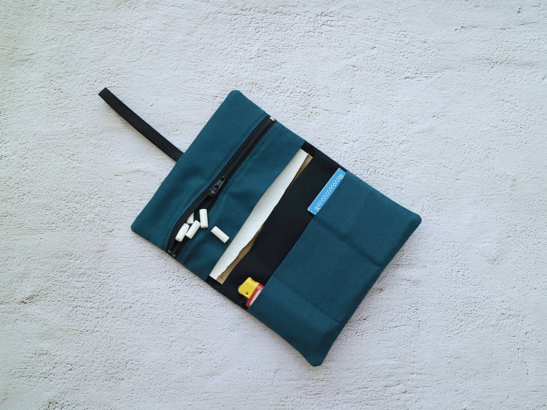 Tabakbeutel Blau Grün Mit Gummiband von myMANAM