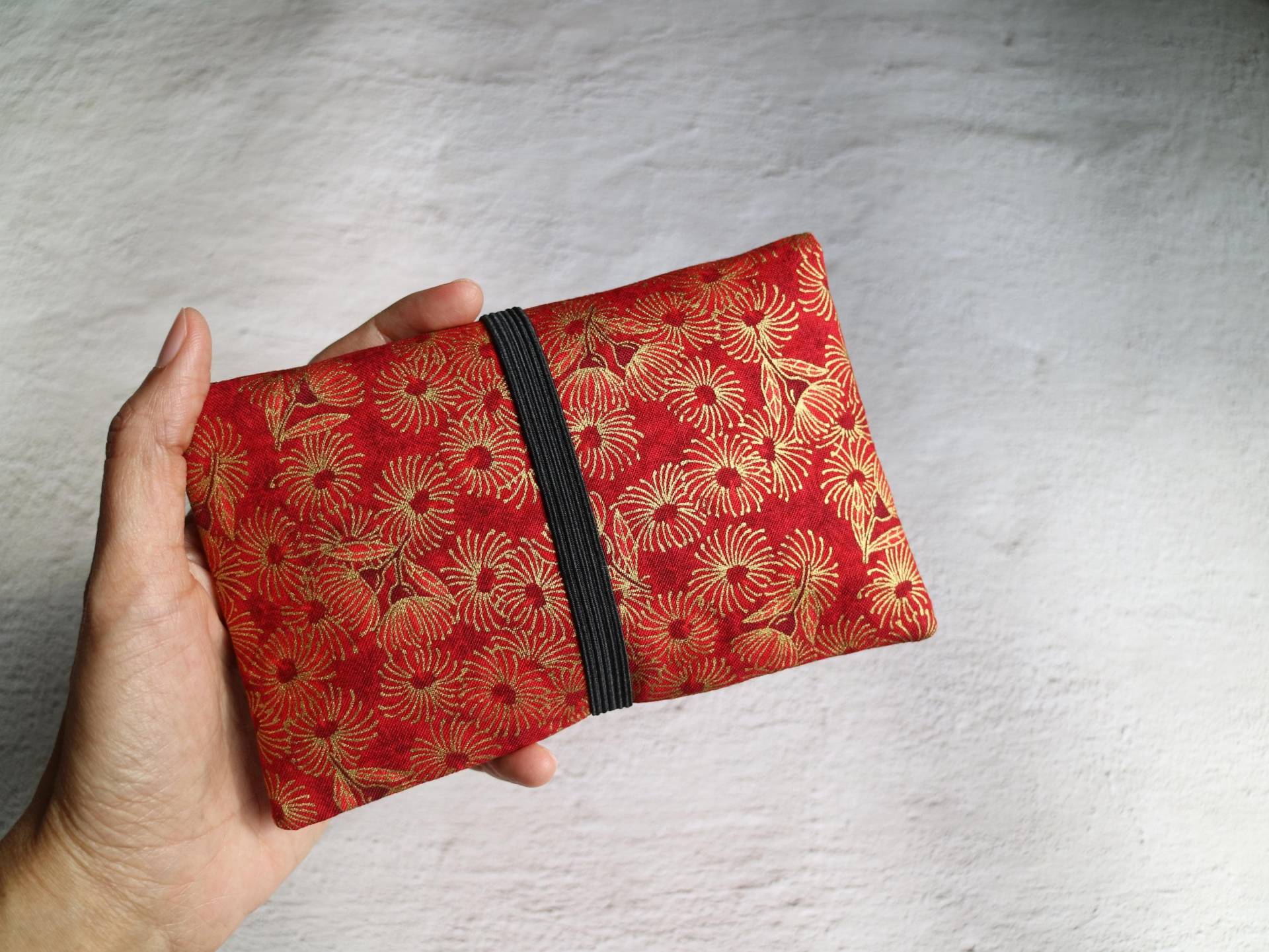 Tabakbeutel Blumenmuster Rot Mit Gummiband Tb310 von myMANAM