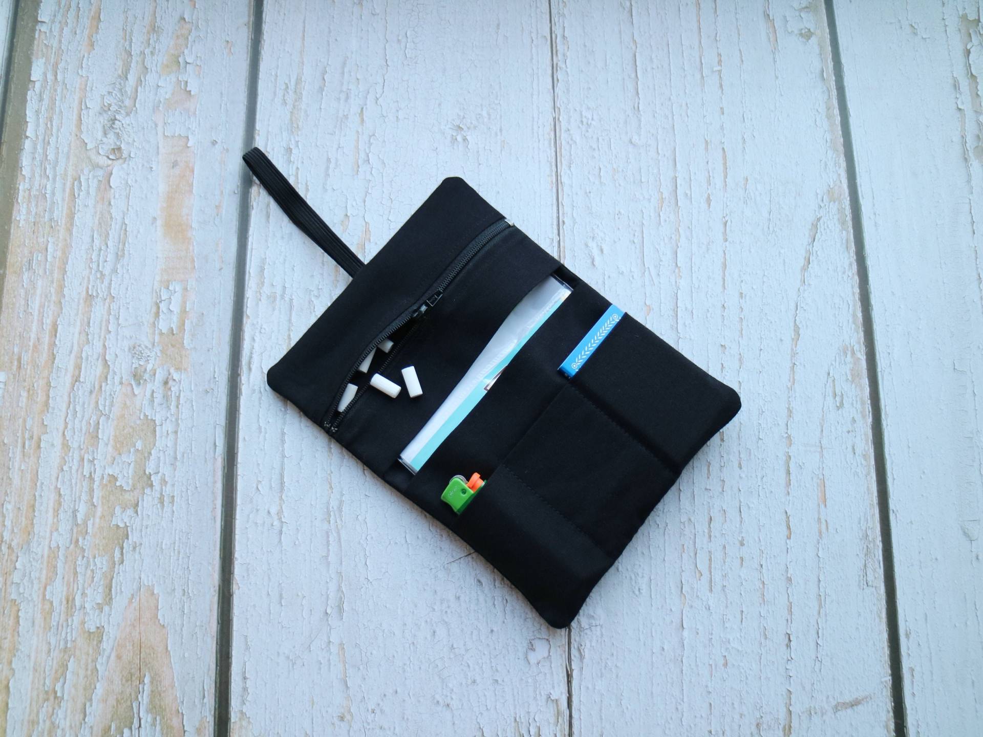 Tabakbeutel Schwarz Mit Gummiband von myMANAM