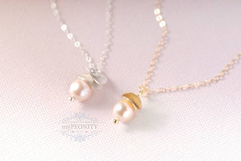 Halskett Mit Zierlichem Perlen Anhänger, Geburtsstein Juni, Kette Einzelne Perle, Brautschmuck, Alltagsschmuck, Ta006, Ta175 von myPEONITY