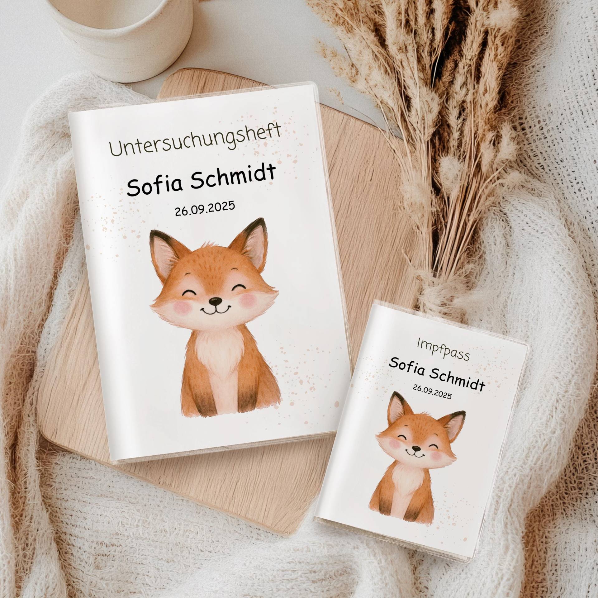 U Heft Hülle & Impfpass Personalisiert Fuchs Aquarell | Baby Geschenk Zur Geburt Set Oder Einzeln Wählbar Mit Zusatzfach von myPrintyDE
