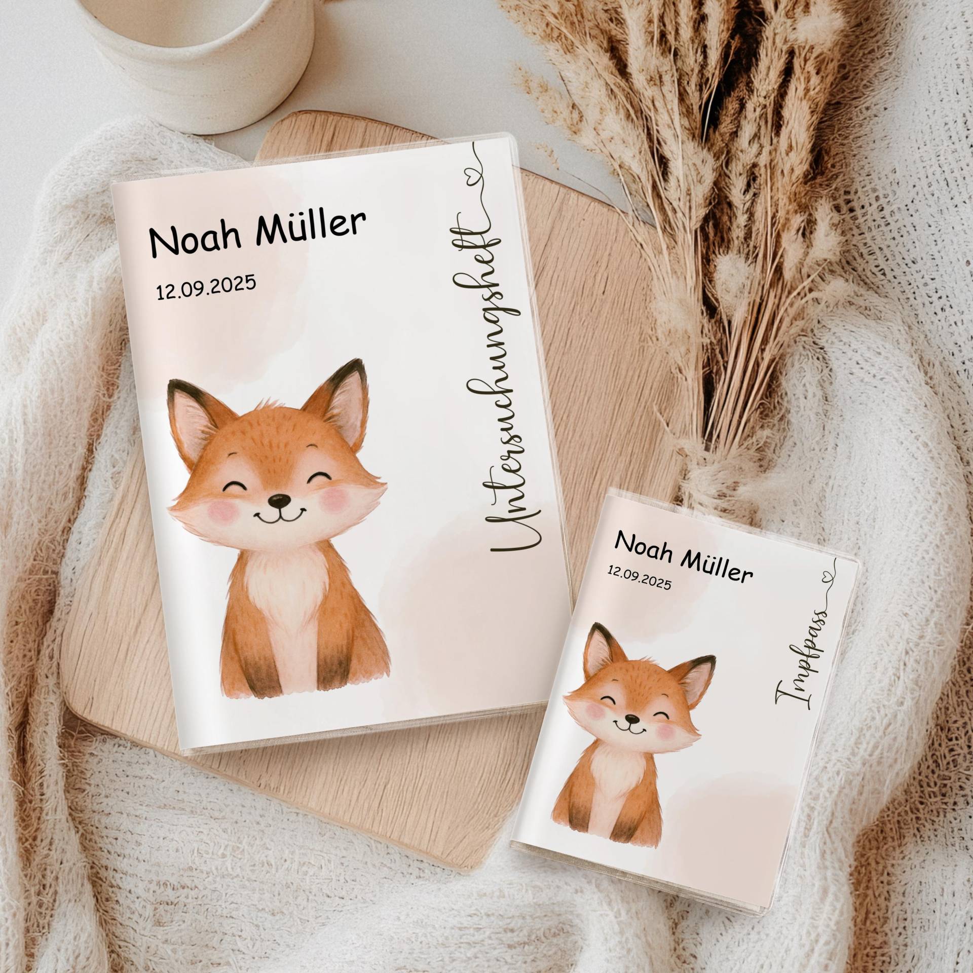 U Heft Hülle & Impfpass Personalisiert Fuchs Aquarell | Baby Geschenk Zur Geburt Waldtier Design Set Oder Einzeln Wählbar von myPrintyDE