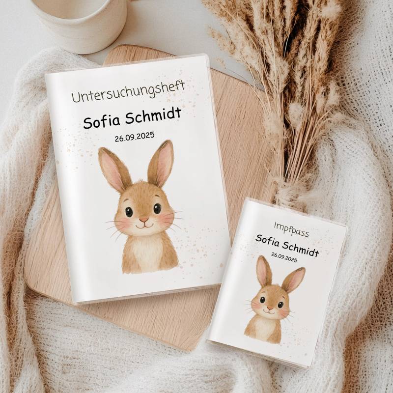 U Heft Hülle & Impfpass Personalisiert Hase Aquarell | Baby Geschenk Zur Geburt Set Oder Einzeln Wählbar Mit Zusatzfach von myPrintyDE
