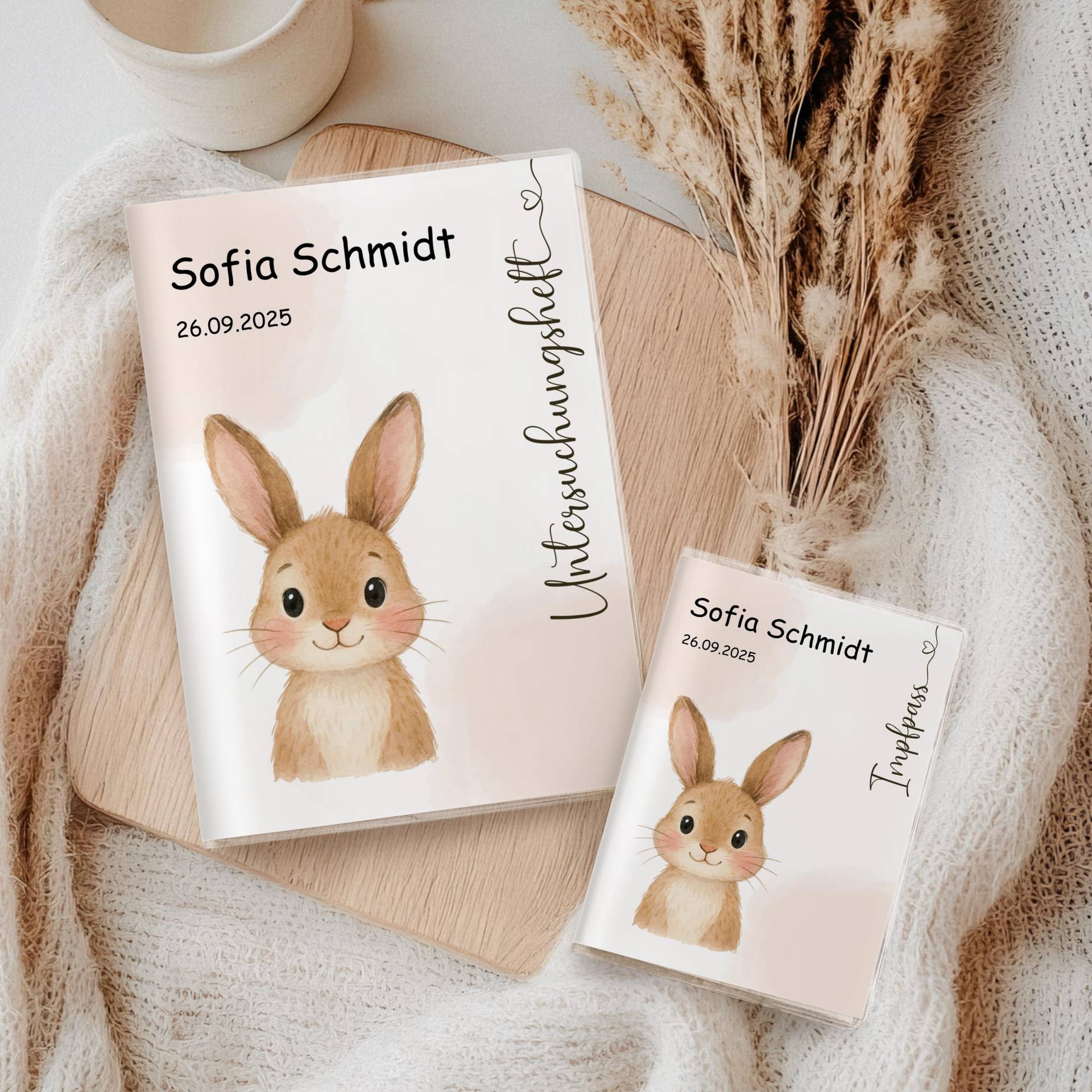 U Heft Hülle & Impfpass Personalisiert Hase Aquarell | Geschenk Zur Geburt Set Oder Einzeln Wählbar Baby Waldtier Design von myPrintyDE
