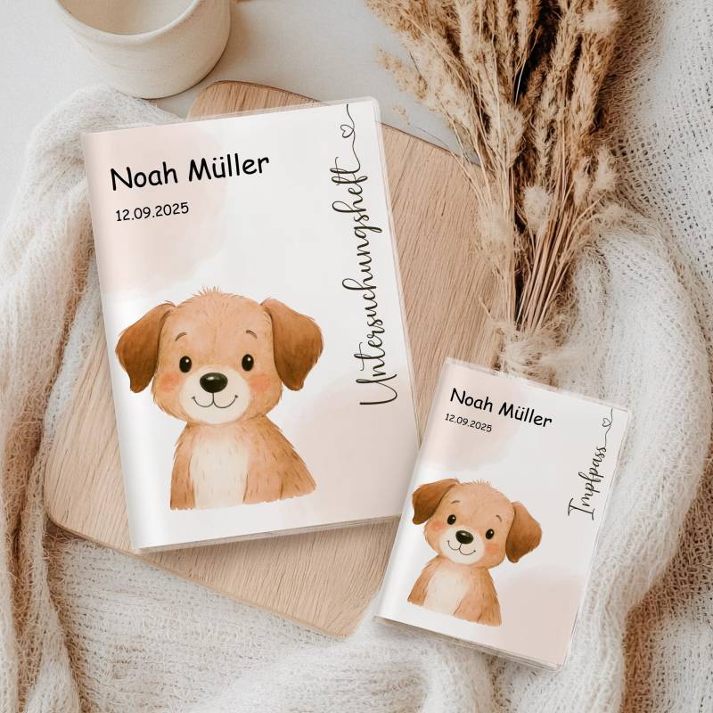 U Heft Hülle & Impfpass Personalisiert Hund Aquarell | Baby Geschenk Zur Geburt Set Oder Einzeln Wählbar Mit Zusatzfach von myPrintyDE