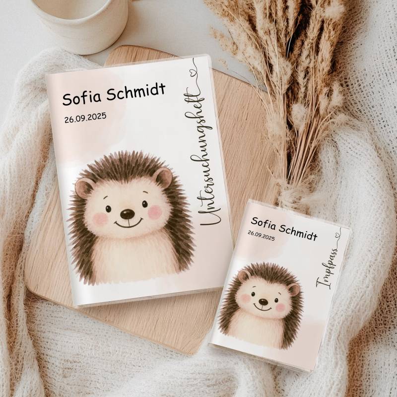U Heft Hülle & Impfpass Personalisiert Igel Aquarell | Baby Geschenk Zur Geburt Set Oder Einzeln Wählbar Mit Zusatzfach von myPrintyDE