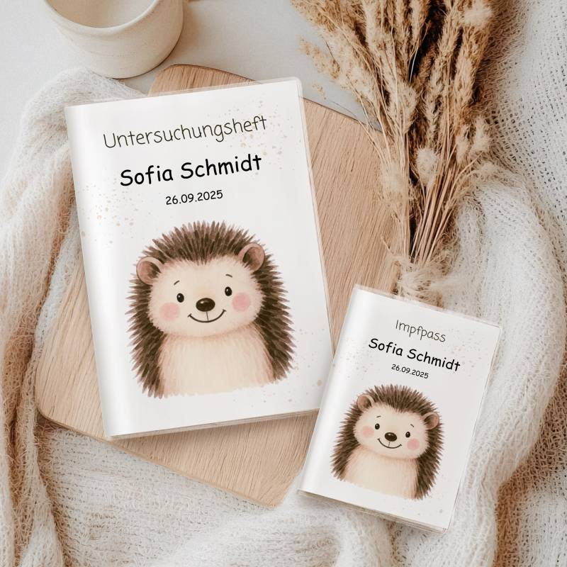 U Heft Hülle & Impfpass Personalisiert Igel Aquarell | Baby Geschenk Zur Geburt Set Oder Einzeln Wählbar Mit Zusatzfach von myPrintyDE