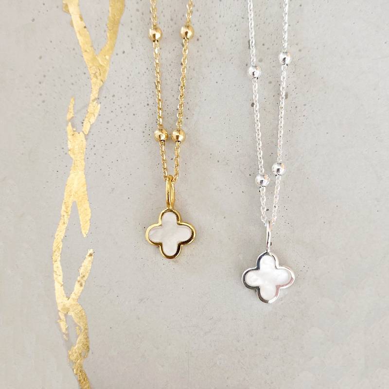 Kette Mit Anhänger Kleeblatt Gold Silber von mySOSOshop