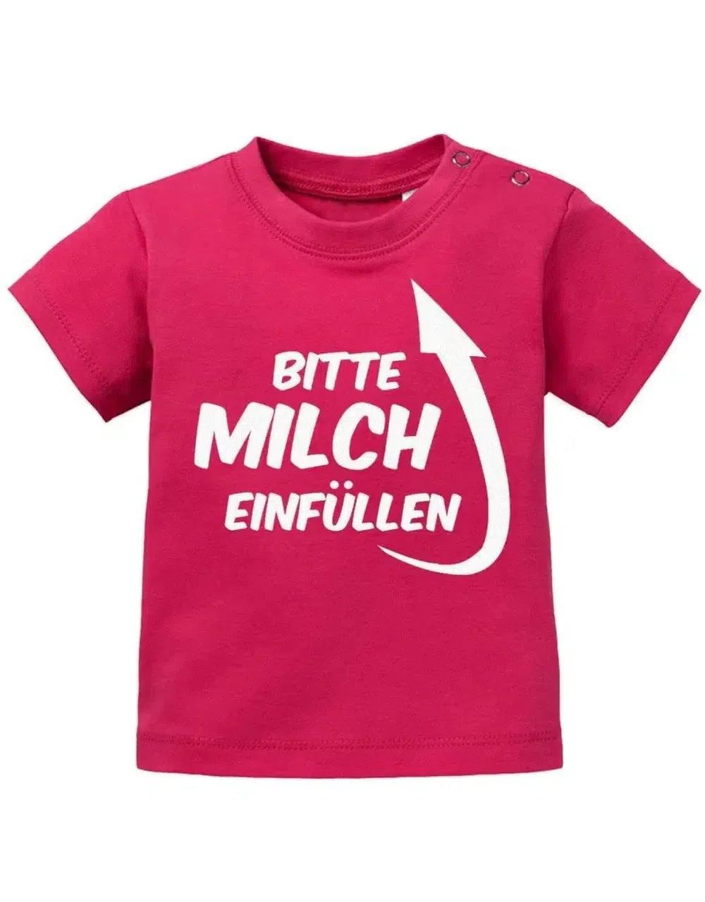 Bitte Milch Einfüllen Mit Pfeil Zum Kopf - Baby T-Shirt von myShirtStore
