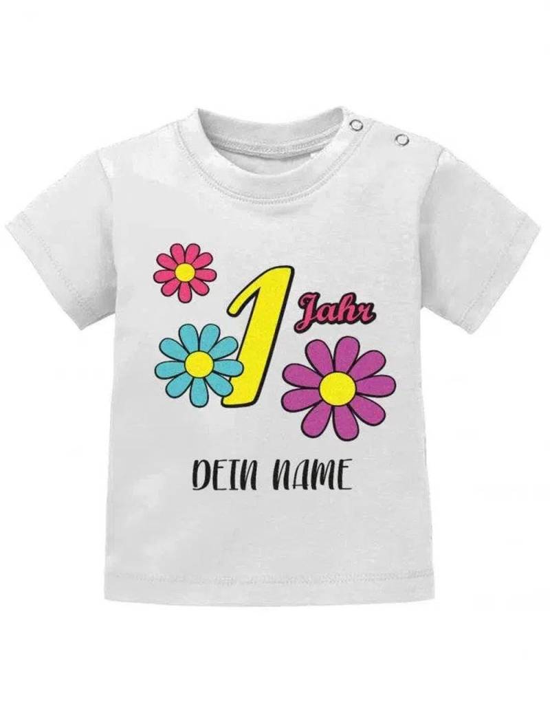 Blümchen 1 Jahr Personalisiert Mit Name - Erster Geburtstag Baby Shirt von myShirtStore