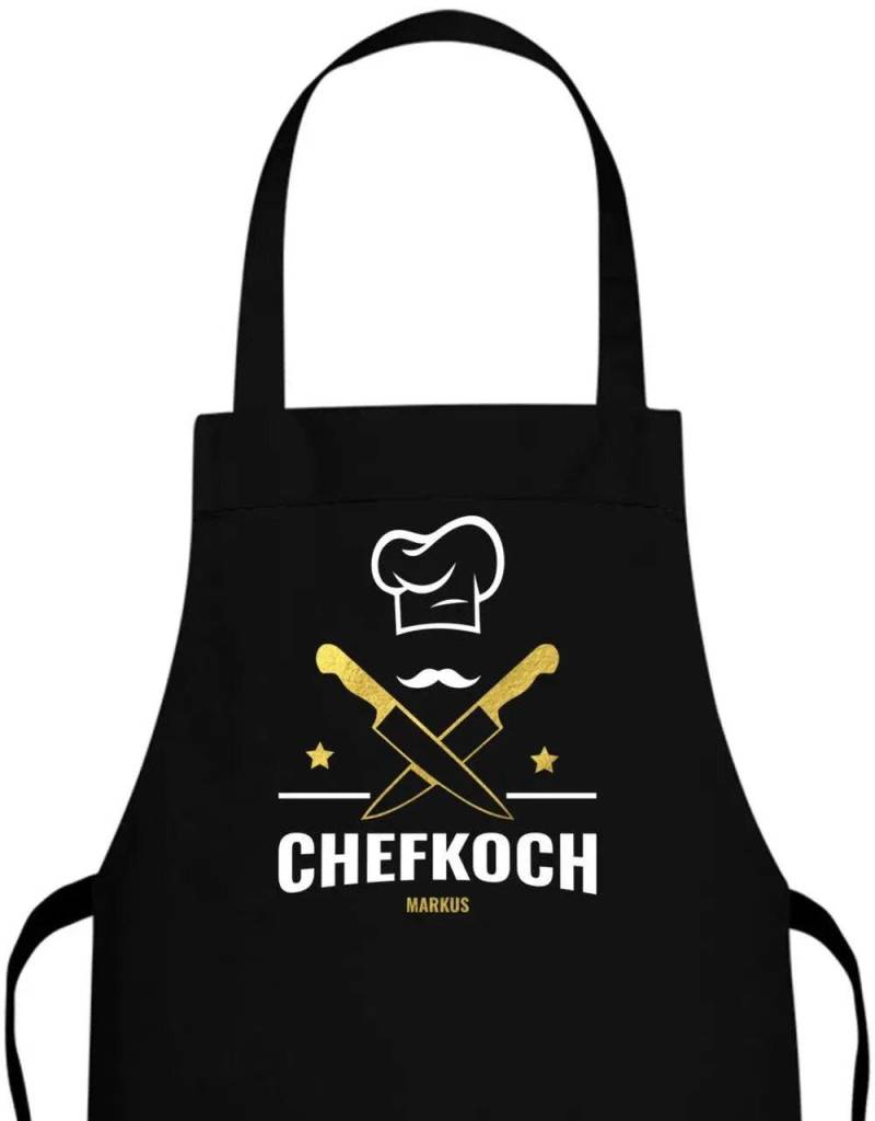 Chefkoch Mütze Messer Und Sterne Personalisiert Mit Name Schürze von myShirtStore