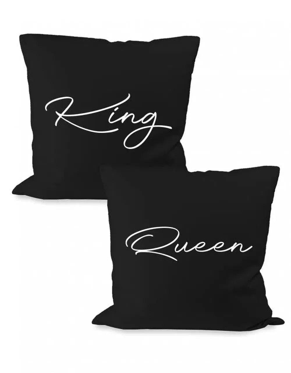 King Und Queen Schreibschrift Partner Couple Kissen Set von myShirtStore