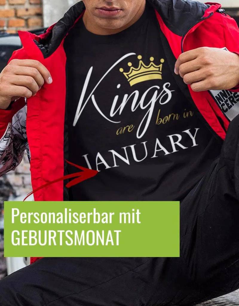 Kings Are Born in Ihr Geburtsmonat - Geburtstag Herren T-Shirt von myShirtStore