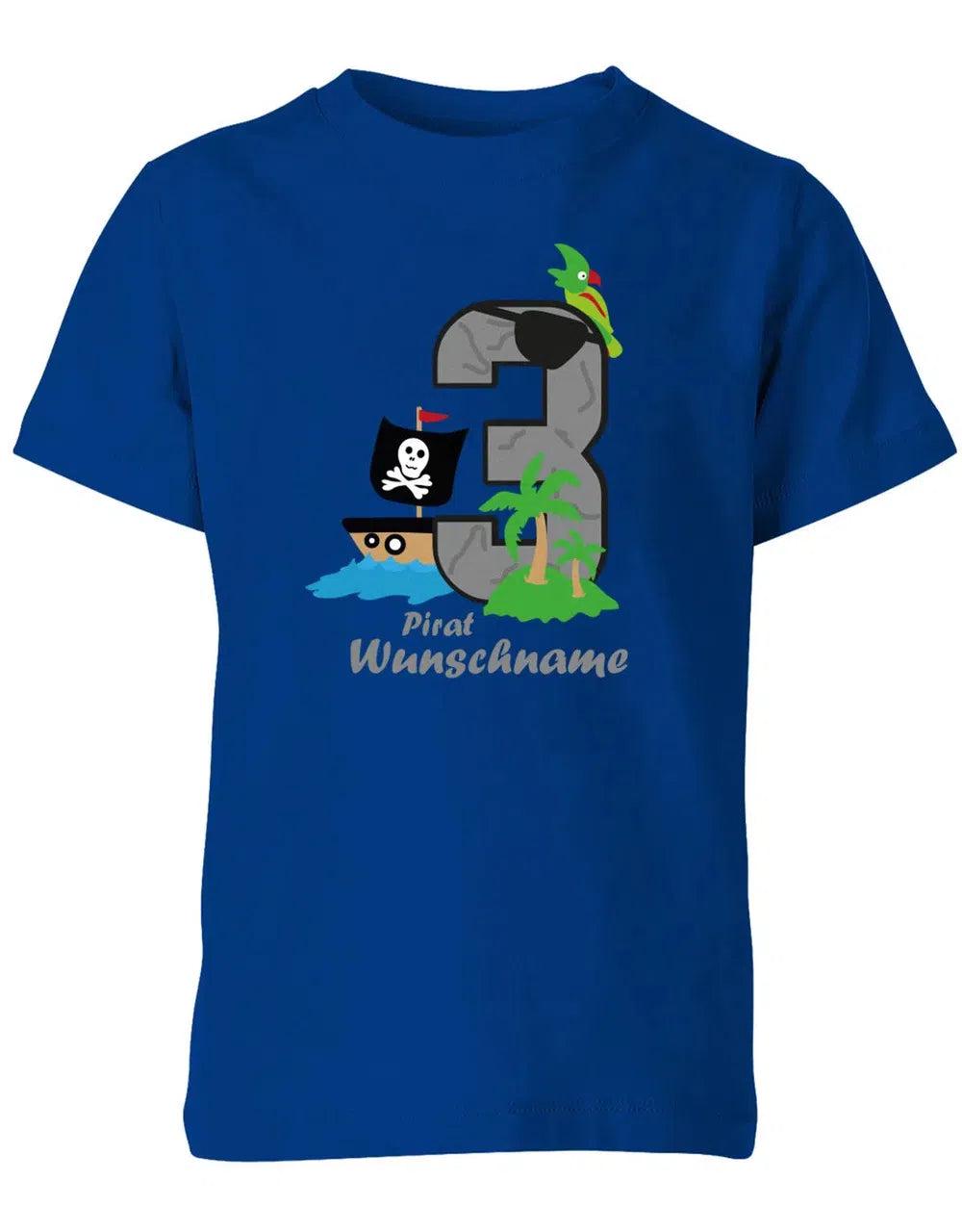T-Shirt 3 Geburtstag Pirat Insel Große Mit Augenklappe Personalisiert Name von myShirtStore