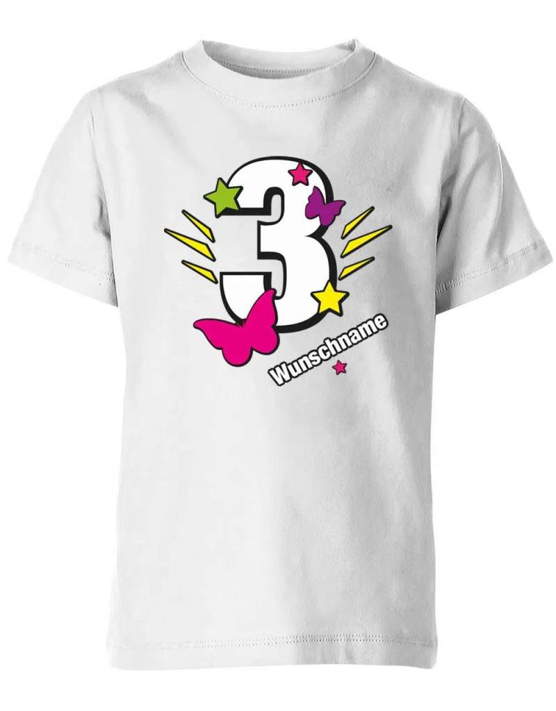 T-Shirt 3 Geburtstag Schmetterlinge Und Sterne Mit Einer Großen Personalisiert Name von myShirtStore