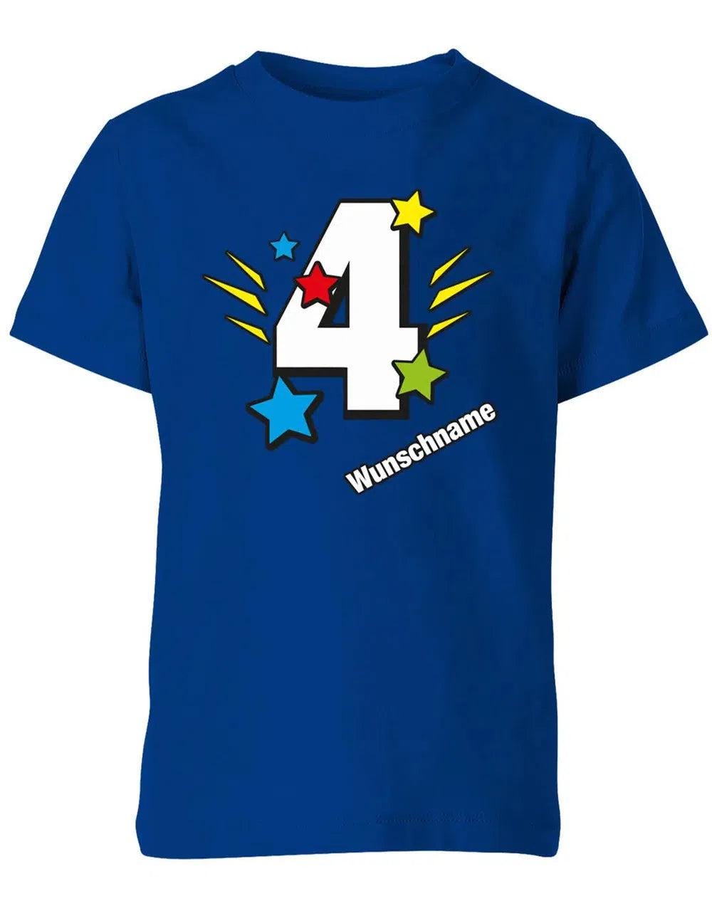 T-Shirt 4 Geburtstag Bunte Sterne Mit Einer Großen Personalisiert Name von myShirtStore