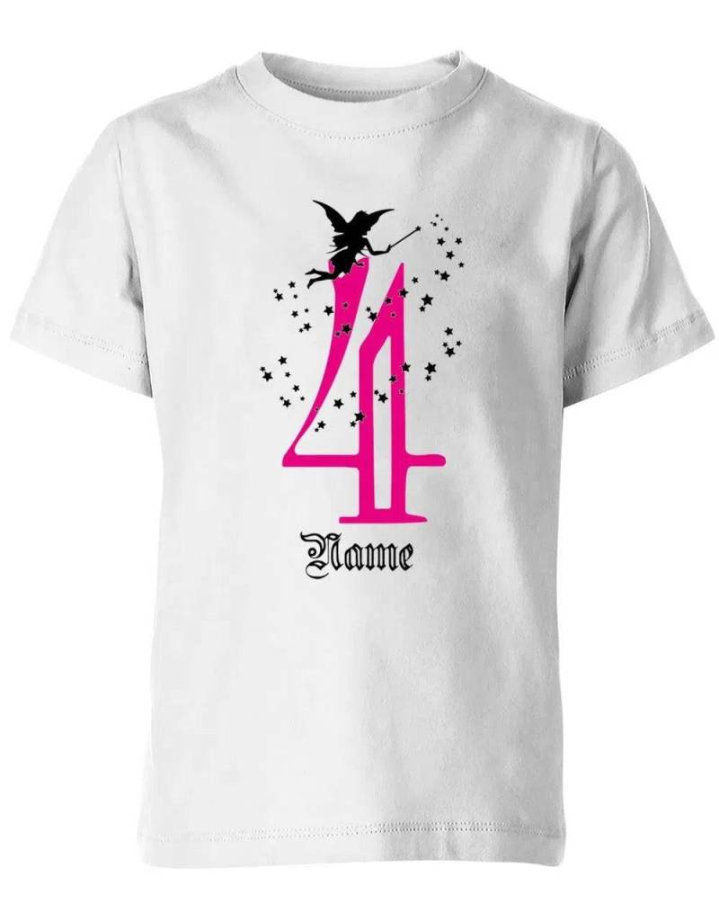 T-Shirt 4 Geburtstag Fee Mit Glitzersternchen Personalisierbar Name Für Mädchen von myShirtStore