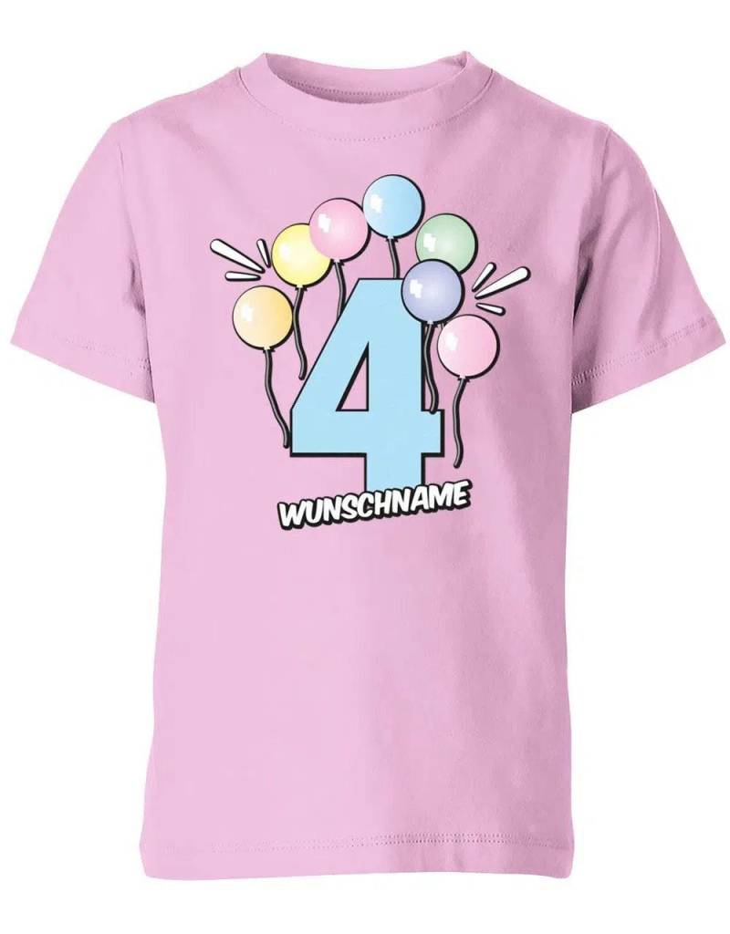 T-Shirt 4 Geburtstag Pastell Luftballons Personalisiert Mit Name Für Junge Und Mädchen von myShirtStore