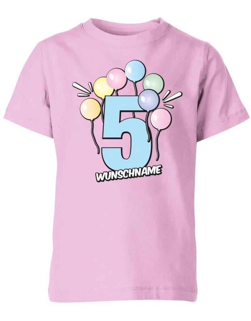 T-Shirt 5 Geburtstag Pastell Luftballons Personalisiert Mit Name Für Junge Und Mädchen von myShirtStore