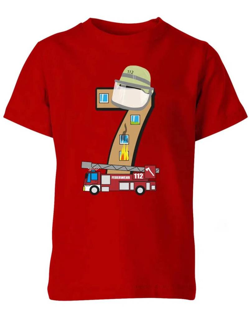 T-Shirt 7 Geburtstag Feuerwehr Junge Und Mädchen von myShirtStore