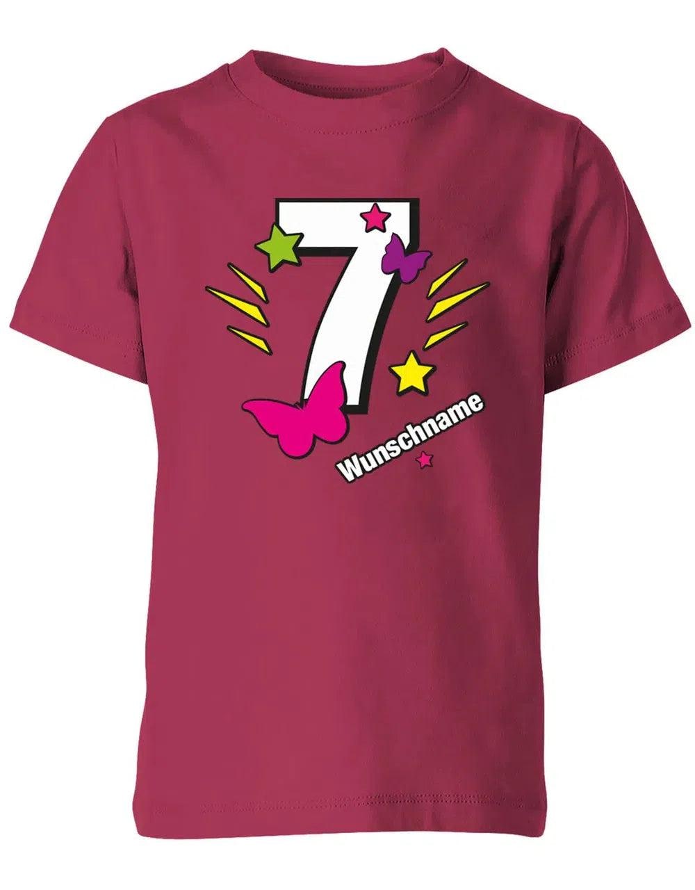 T-Shirt 7 Geburtstag Schmetterlinge Und Sterne Mit Einer Großen Personalisiert Name von myShirtStore