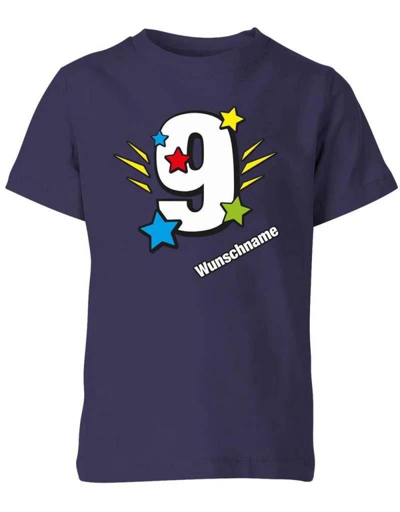 T-Shirt 9 Geburtstag- Bunte Sterne Mit Einer Großen - Personalisiert Name von myShirtStore
