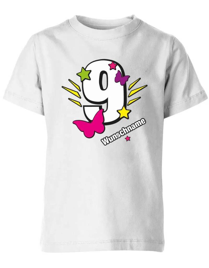 T-Shirt 9 Geburtstag Schmetterlinge Und Sterne Mit Einer Großen Personalisiert Name von myShirtStore