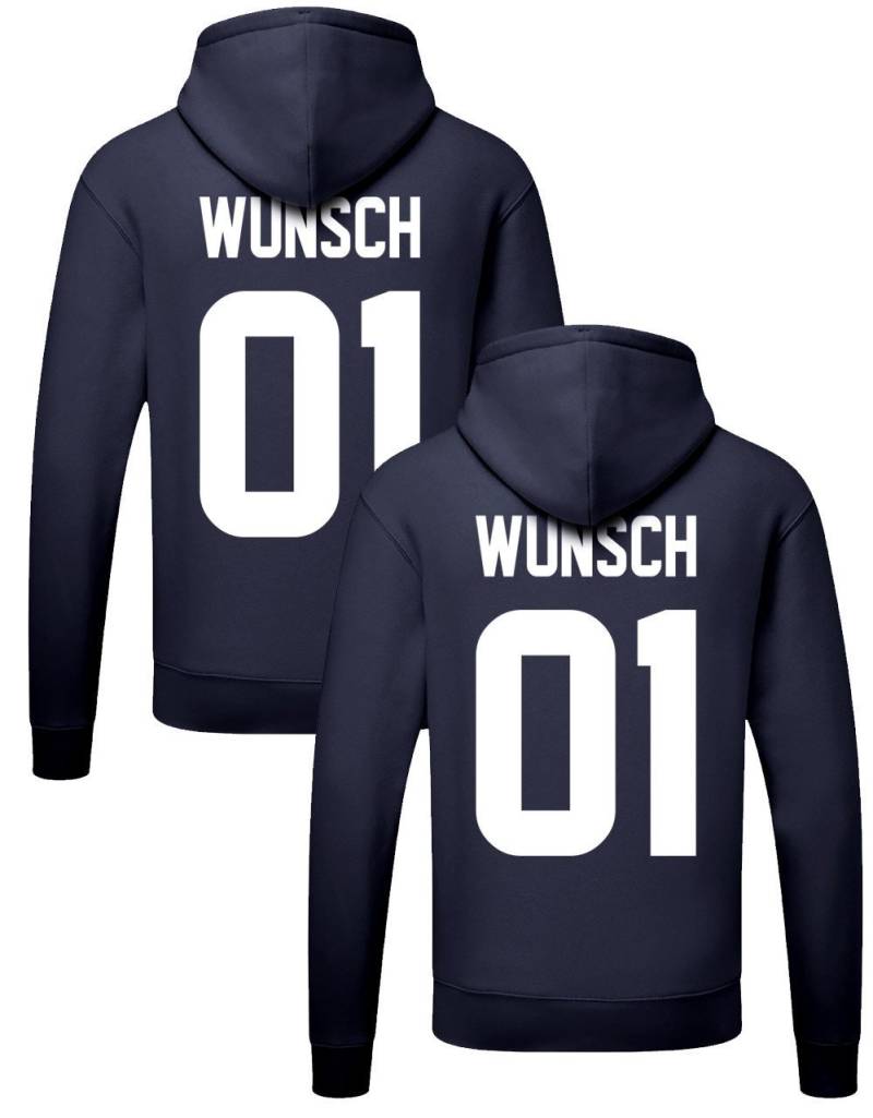 Wunschtext Und Nummer Basic Partner Couple Hoodie Set von myShirtStore