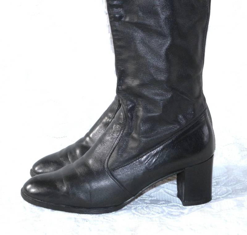 70Er 80Er Lederstiefel Eu/De Gr.41 Hippie Vintage Hackenstiefel Boho Schlupfstiefel Schlicht von myVINTAGEsoulandpain