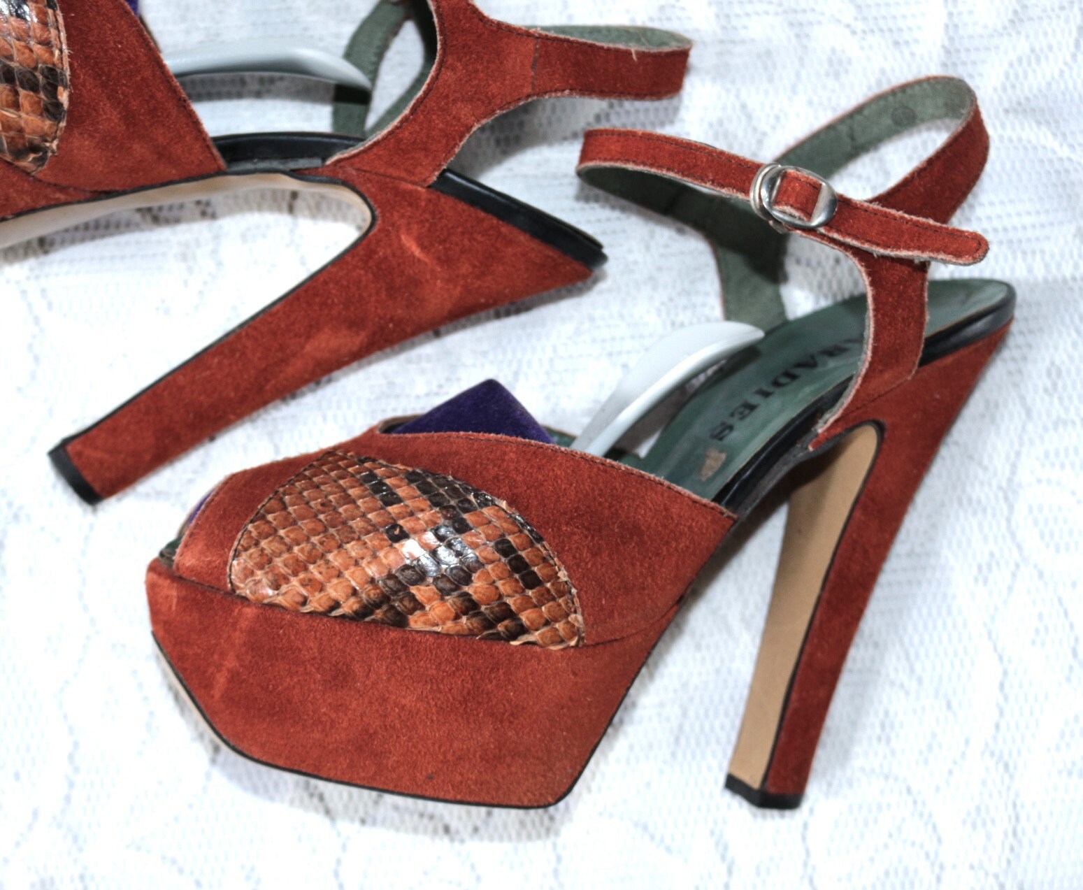 70Er Hippie Plateau Schuhe Leder Eu/De Gr. 39 Hoch Pumps E Schlangenleder Wildleder 4, 5cm/ 15, 5cm Boho Sandalen Extravagant von myVINTAGEsoulandpain