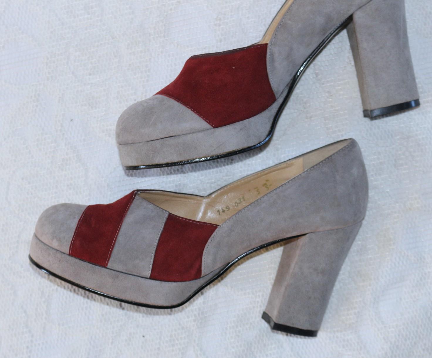 70Er Schuhe Eu/De Gr.38 Hippie Plateau Wildleder Pumps High Heel Boho True Vintage Neuwertig von myVINTAGEsoulandpain