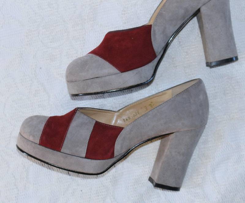 70Er Schuhe Eu/De Gr.38 Hippie Plateau Wildleder Pumps High Heel Boho True Vintage Neuwertig von myVINTAGEsoulandpain