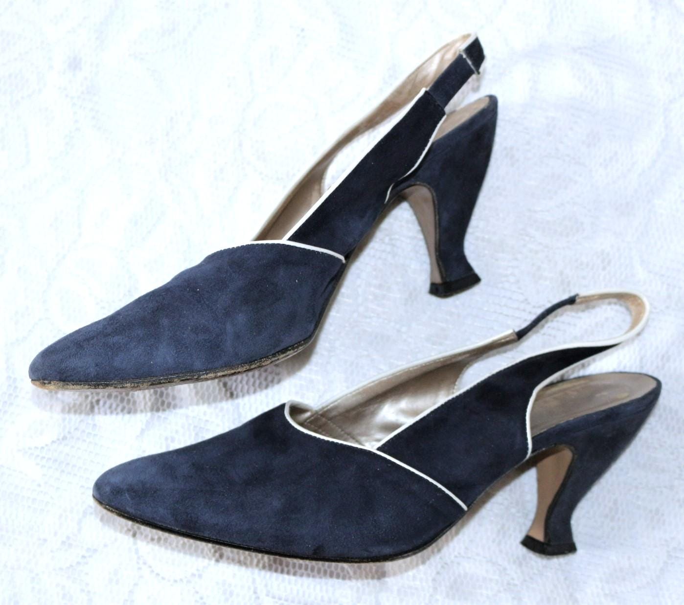 80Er Sandaletten Eu/De Gr.38 Slingbacks Vintage Wildleder Y2K Bequem Leicht Elegante Schuhe von myVINTAGEsoulandpain