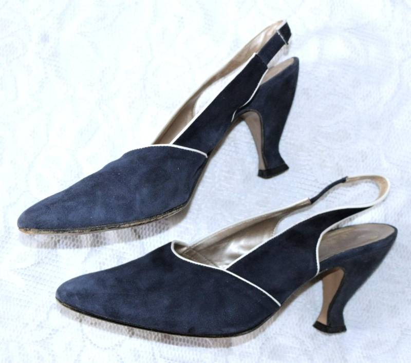 80Er Sandaletten Eu/De Gr.38 Slingbacks Vintage Wildleder Y2K Bequem Leicht Elegante Schuhe von myVINTAGEsoulandpain