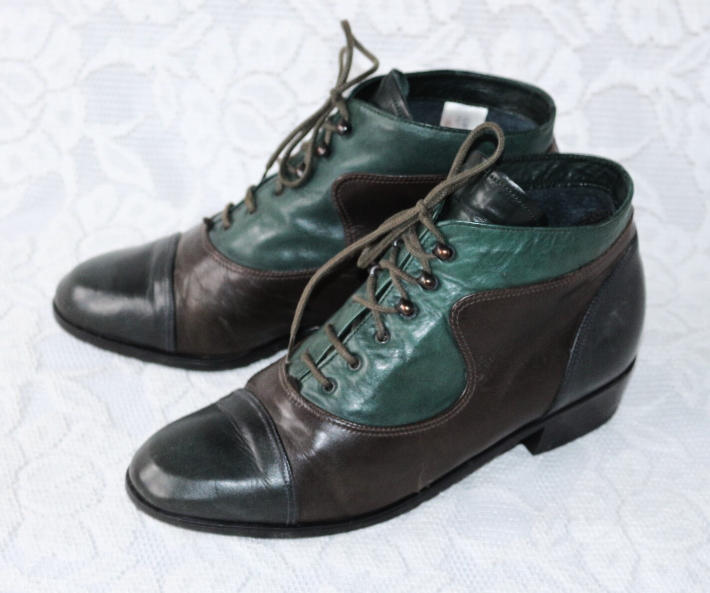 80Er Schnürschuhe Eu/De Gr. 36, 5 37 Leder Y2K Dunkelbunt Dorndorf Vintage Baumwoll-Futter Boho Halbschuhe von myVINTAGEsoulandpain