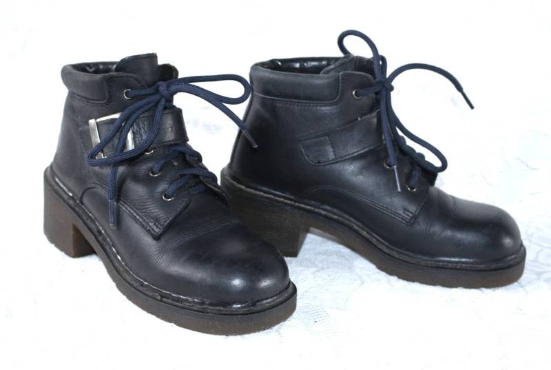 80Er Schnürschuhe Eu/De 37 38 Leder Boots Chunky Y2K Robust Boho Vielseitig Schuhe Vintage von myVINTAGEsoulandpain