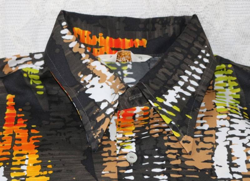 70Er Hemd Muster Eu/De Gr. M L Kurzarm Hippie Vintage Boho Leicht Bunt von myVINTAGEsoulandpain