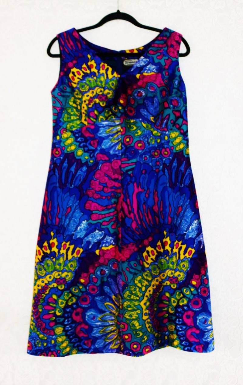 60Er 70Er Kleid Eu/De Gr. M 40 Empire Party Traum Psychedelisch Muster True Vintage von myVINTAGEsoulandpain