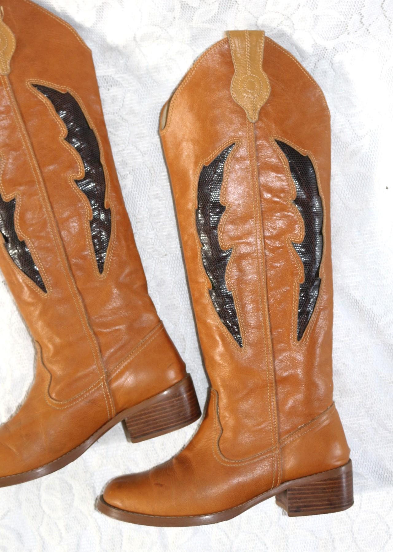 Leder Cowboystiefel Eu/De Gr.40 Biker Style Boho Friis & Company Schlupfstiefel von myVINTAGEsoulandpain