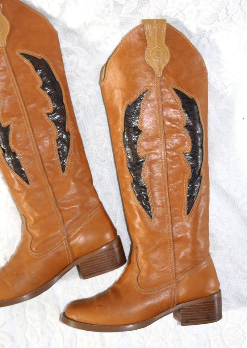 Leder Cowboystiefel Eu/De Gr.40 Biker Style Boho Friis & Company Schlupfstiefel von myVINTAGEsoulandpain
