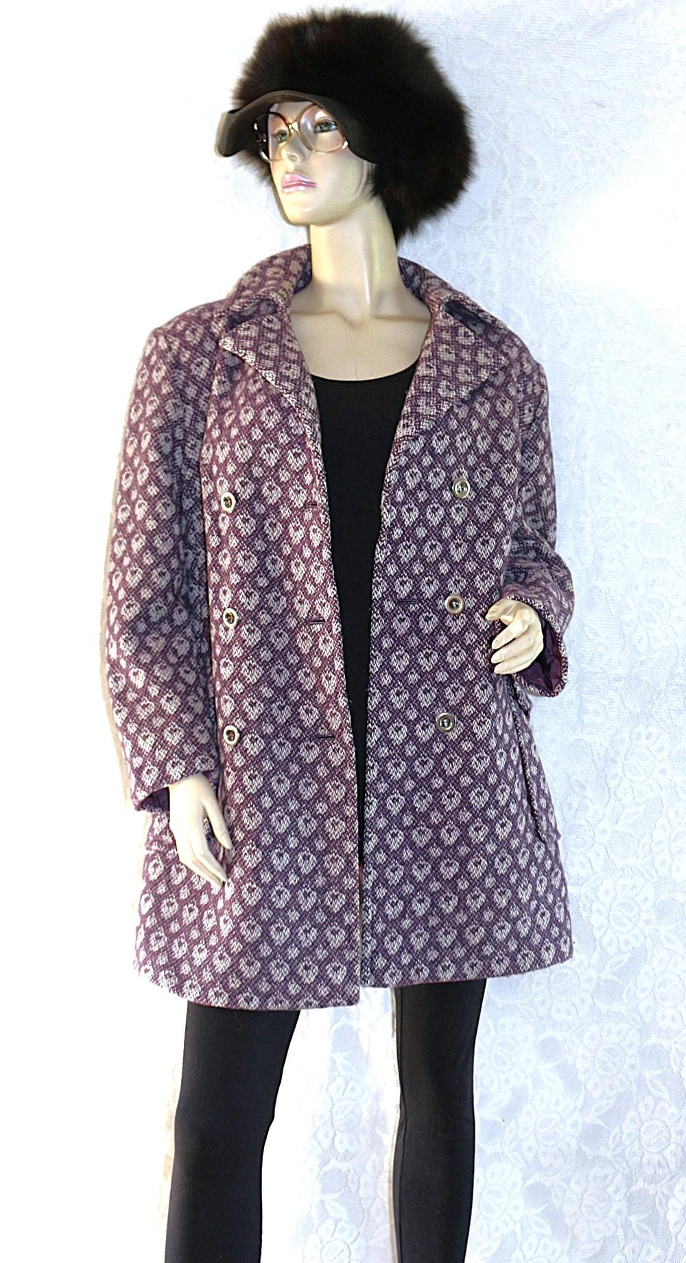 Mantel Kurz 70Er Eu/De Gr. 42 44 Wollmantel Hippie Muster Webstoff Boho True Vintage von myVINTAGEsoulandpain