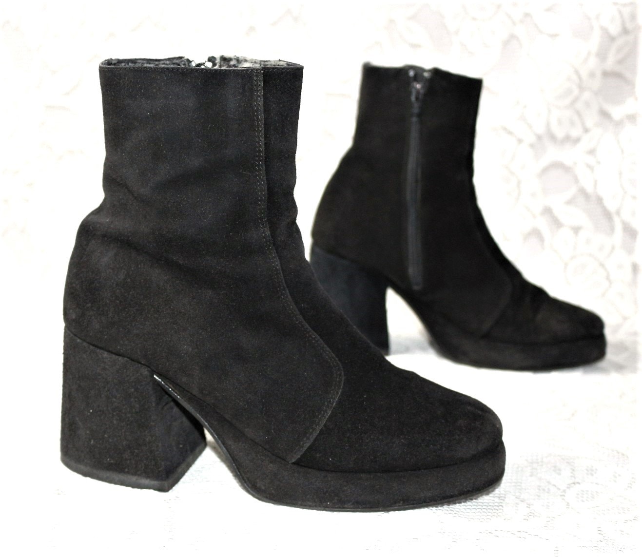 Y2K Plateau Stiefelette Eu/De Gr. 37 37, 5 Hippie Wildleder Boho True Vintage Booties Chunky von myVINTAGEsoulandpain