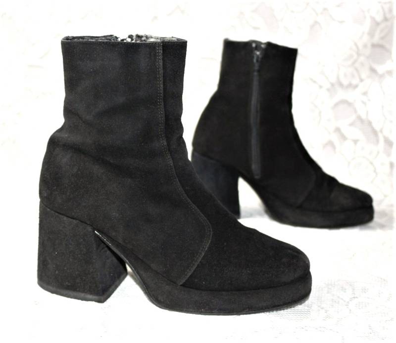 Y2K Plateau Stiefelette Eu/De Gr. 37 37, 5 Hippie Wildleder Boho True Vintage Booties Chunky von myVINTAGEsoulandpain