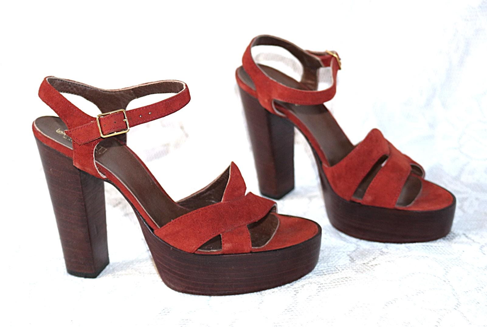 Plateau Sandalette Eu/De Gr.36 36, 5 Hippie Y2K Leder Sandalen 3, 5cm/12cm High Heel Boho Chic von myVINTAGEsoulandpain