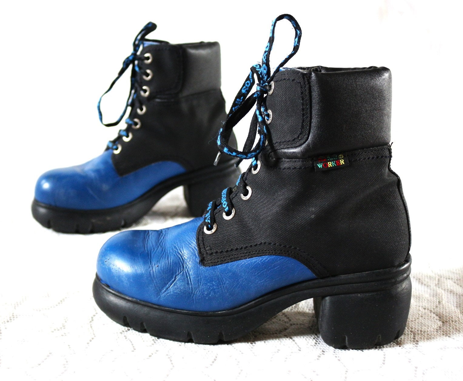 Schnürschuhe Y2K Eu/De Gr. 40 Plateau Leder Synthetik Chunky Boots Vintage Schuhe von myVINTAGEsoulandpain