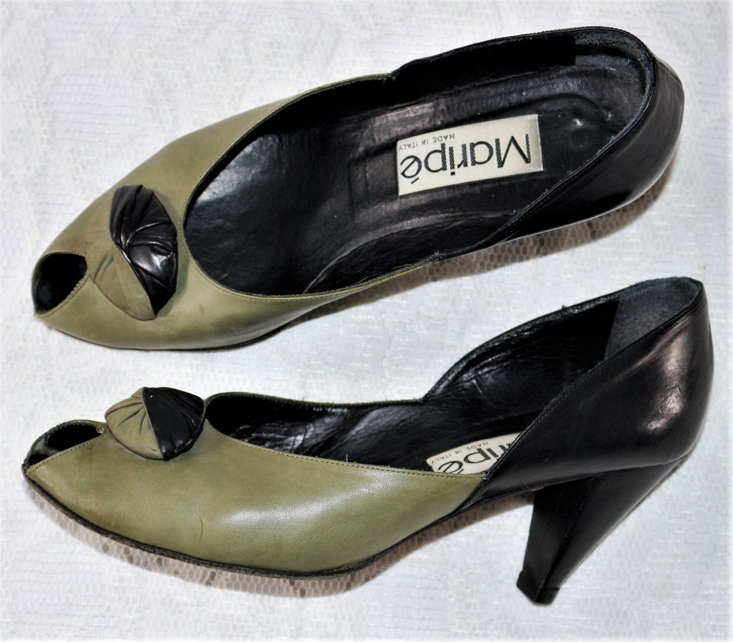 80Er Pumps Peep Toe Eu/De Gr. 39 40 Vintage Leder Schuhe Ledersohle Fifties Style Boho Elegant von myVINTAGEsoulandpain
