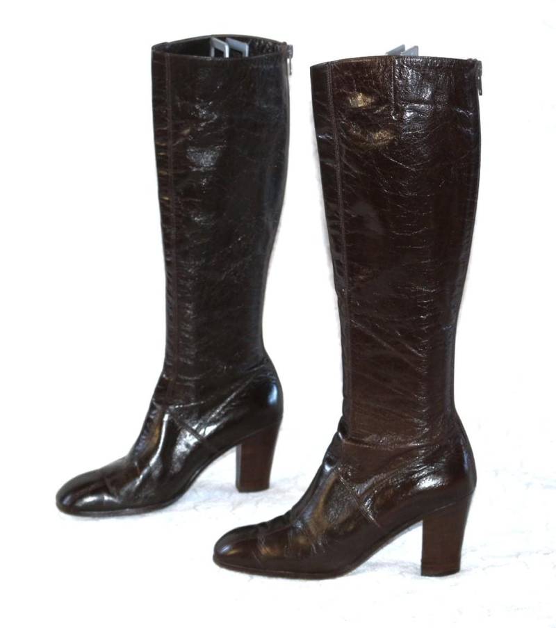 80Er Lederstiefel Eu/De Gr.38 Schlank Voll-Leder Reißverschluss Hinten High Heel 7, 5cm Schmalschaft von myVINTAGEsoulandpain