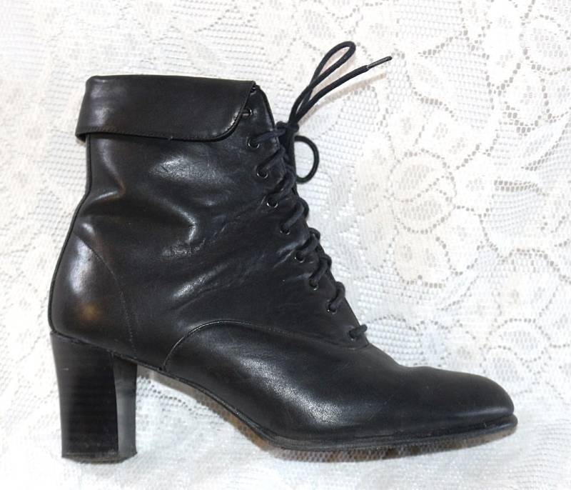 Leder Stiefelette Eu/De Gr.40 Hackenschuhe Y2K 7cm Boho Schnürschuhe Vielseitig von myVINTAGEsoulandpain