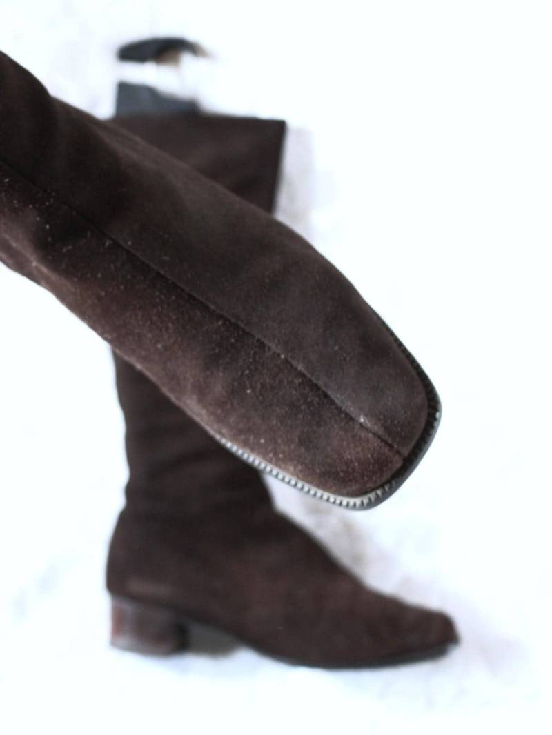 stiefel 70Er 80Er Eu/De Gr. 40, 5 41 Wildleder Hippie Boho Braun Karree True Vintage Schlank von myVINTAGEsoulandpain