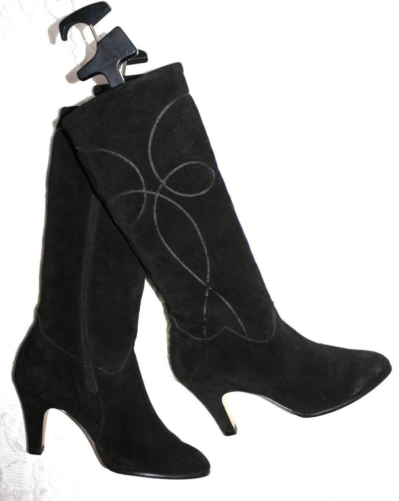 stiefel 70Er 80Er Eu/De Gr.39 40 Wildleder High Heel 8, 5cm Verspielt Elegant Vielseitig True Vintage von myVINTAGEsoulandpain